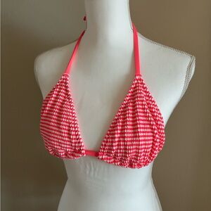 Aerie Crinkle Pink and White Striped Halter Bikini Top